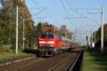 218 349-9 am 25.10.2008 mit einer RB nach Hamburg Hbf am Haltepunkt Kupfermhle.