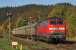 Im Rahmen der Abschiedsfahrt auf der Ammersee- und Pfaffenwinkelbahn wurde 218 489 zu Fotozwecken kurzerhand dem Gterzug der Augsburger Localbahn vorgespannt (Aufnahmedatum: 11. Oktober 2008)