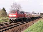BR 218 mit Regionalbahn zwischen Speyer und Germersheim.