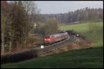 218 443-0 mit ihrem n-Wagen-IRE bei Meckenbeuren, 14.01.12