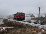 Die 218 421 am 28.01.2012 mit dem IC Rottalerland unterwegs bei Hebertsfelden.