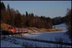 218 432-3 mit dem Wintermrchen-Express kurz vor Kohlstetten, 05.02.12