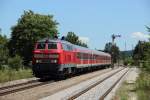218 462-0 mit dem RE 57410 nach Memmingen bei der Einfahrt in Sontheim (Schwab) am 18.07.2012