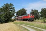 218 490-1 mit einem RE nach Memmingen in Stetten (Schwab) am 18.07.2012