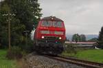 Auf Grund von Bauarbeiten fhrt IC 118  BODENSEE  am 30.09.2012 zwischen Lindau und Ulm nicht planmig ber die Bodenseegrtel- und Sdbahn sondern ber die Allgubahn. 218 491-9 hat mit ihren sterreichischen Reisezugwagen von Innsbruck nach Mnster (Westfalen) gerade Hergatz passiert.