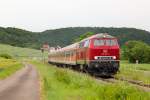 Zum Hessentag in Kassel als Sonderzug eingesetzt 218 387 auf dem Weg von Kassel nach Korbach am Sontag Morgen den 23/06/13 in Twiste.
