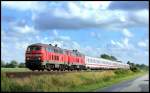 218 315 und 218 366 mit IC nach Westerland (Sylt) am 31.07.13 in Langenhorn