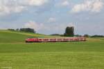 218 454 mit RB 57506 am 17.08.2013 bei Seeg.