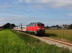 Die 218 428 mit dem IC Rottalerland am 14.09.2013 unterwegs bei Ruhstorf.