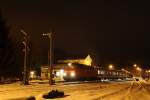 218 430-7 am 22.12.2012 im Bahnhof Schlettau. Die Ausfahrt steht bereits, wie man am Signal erkennen kann.