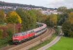 Wenn in Ulm mal wieder keine E-Lok fr den IC 118 verfgbar ist, luft dieser eben mit dem 218-Doppel durch bis Stuttgart.