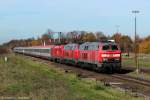 218 404, 418 und 1016 013 am 26.10.13 in Tling mit dem EC 113 nach Klagenfurt