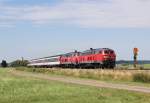 Am 28.Juli 2013 waren 218 433 & 419 mit EC 193 aus Zrich HB bei Sontheim(Schwaben) auf dem Weg ber Buchloe nach Mnchen Hbf.