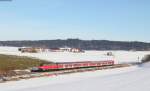 RE 57589 (Kempten(Allgäu)Hbf-München Hbf) mit Schublok 218 486-9 bei Aitrang 3.12.13