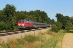 218 421 und 444 mit EC 192 bei Schwabhausen (06.09.2013)