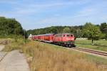 218 443-0 mit dem IRE 4229 (Suttgart Hbf - Lindau Hbf) in Mochenwangen am 21.08.13