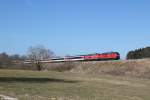 218 416 und 218 400 mit EC 193 am 09.03.2014 bei Rammingen.