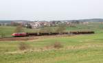 218 272 mit einem Schotterzug nach Schnaittenbach am 22.3.14 in Gebenbach