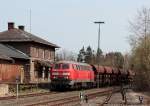 218 272 mit einem leeren Schotterzug nach Amberg am 22.3.14