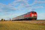 218 486 mit RE 57502 bei Rieden (06.01.2014)