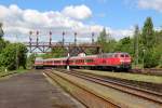 218 452-1 mit dem RE 14068 (Bad Harzburg- Hannover Hbf) bei der Einfahrt in Bad Harzburg.