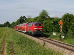 Die 218 428 mit einer RB nach Mühldorf am 15.06.2013 unterwegs bei Hörlkofen.