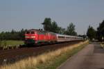 218 386-1 und 218 836-5 mit IC 2311 (Westerland - Stuttgart) in Langenhorn. Fotografiert am 18.07.2014. 