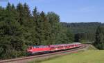 218 488-5 mit dem RE 57392 (München Hbf-Lindau Hbf) bei Ellenberg 22.6.14