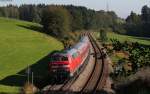 218 435-6 mit dem RE 57392 (München Hbf-Lindau Hbf) bei Schlachters 27.9.14