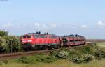 218 380-4 und 218 389-5 mit dem AS 1436 (Niebüll-Westerland(Sylt)) bei Morsum 6.6.15