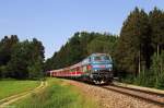 218 467 mit RE 57414 am 12.06.2015 bei Stetten.