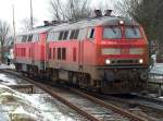 218 340 + 218 341 rangieren am 09.01.16 in Niebüll.