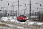 DB 218 249-1 (Bj. 1972, Henschel) startet von Halle (Saale) als TfzF (K) nach Frankfurt a.M. West, fotografiert am 24.01.2014