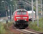 218 493-5 vor IC1961 aus Kln, durchfuhr gerade den Hp Stralsund Grnhufe. (am 09.09.06) 