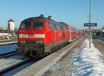 218 419 mit RE aus München am 27.01.17 in Mühldorf.