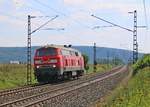 218 261-6 als Tfzf in Fahrtrichtung Norden. Aufgenommen zwischen Mecklar und Ludwigsau-Friedlos am 23.08.2015