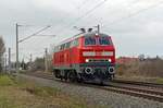 218 812 rollte am 21.03.21 ohne Anhang durch Greppin Richtung Bitterfeld.