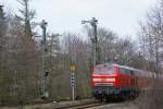 Die Braunschweiger 218 450 drckt den Re von Bad Harzburg nach Hannover Hbf. Hier bei der Doppel ein und Ausfahrt von Bad Harzburg (21.4.2008)