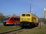 Die 218 391 und der 642 599 am 24.03.2008 beim Diesellokfest im Bahnpark Augsburg.