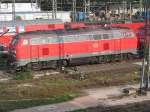 Diesellok 218 408 im Abstellbereich von Mainz Hbf.
Aufgenommen am 11. Oktober 2004