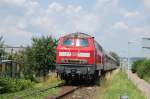 Wieder eine Ulmer 218 auf dem Chip! 218 164-2 schiebt am 30.6.2009 die RB 13958 in Richtung Kirchheim, aufgenommen bei Dettingen.