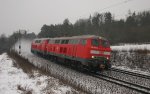 Ein schnes 218e Prchen mit de fhrenden 218-830 bei Deuerling.(KBS 880,08.01.2010)