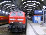 218 453-9 hat ihren Zug gerade in den Kieler Hauptbahnhof geschoben.