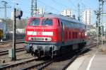 uerst unerwartet entstand dieses Bild der 218 824-1 von DB Fernverkehr am 6.4.2010 im Stuttgarter Hbf.