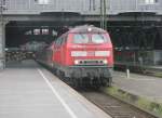 Hier 218 390-3 mit einem RE16 nach Hof Hbf., bei der Bereitstellung am 14.5.2010 in Leipzig Hbf.