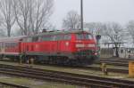 DB Diesellok 218 456-2 auf einem Wartegleis in Lindau.