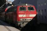 28.01.201 Kiel Hbf  218 453-9 der Regionalbahn Schleswig-Holstein, Ankunft mit RE, bestehend aus 4 DOSTOS, aus Lbeck Hbf