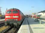 Dieselbetrieb im Bahnhof Eurskirchen.Zur linken die 218 139-4.Fotografiert am 4.3.11.