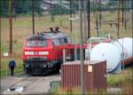 218 256-6 hat den IC1397 nach Stralsund gebracht und wird hier wieder aufgetankt.