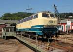 218 128-7 auf der Drehscheibe beim Lokschuppenfest in Siegen am 17.08.2013